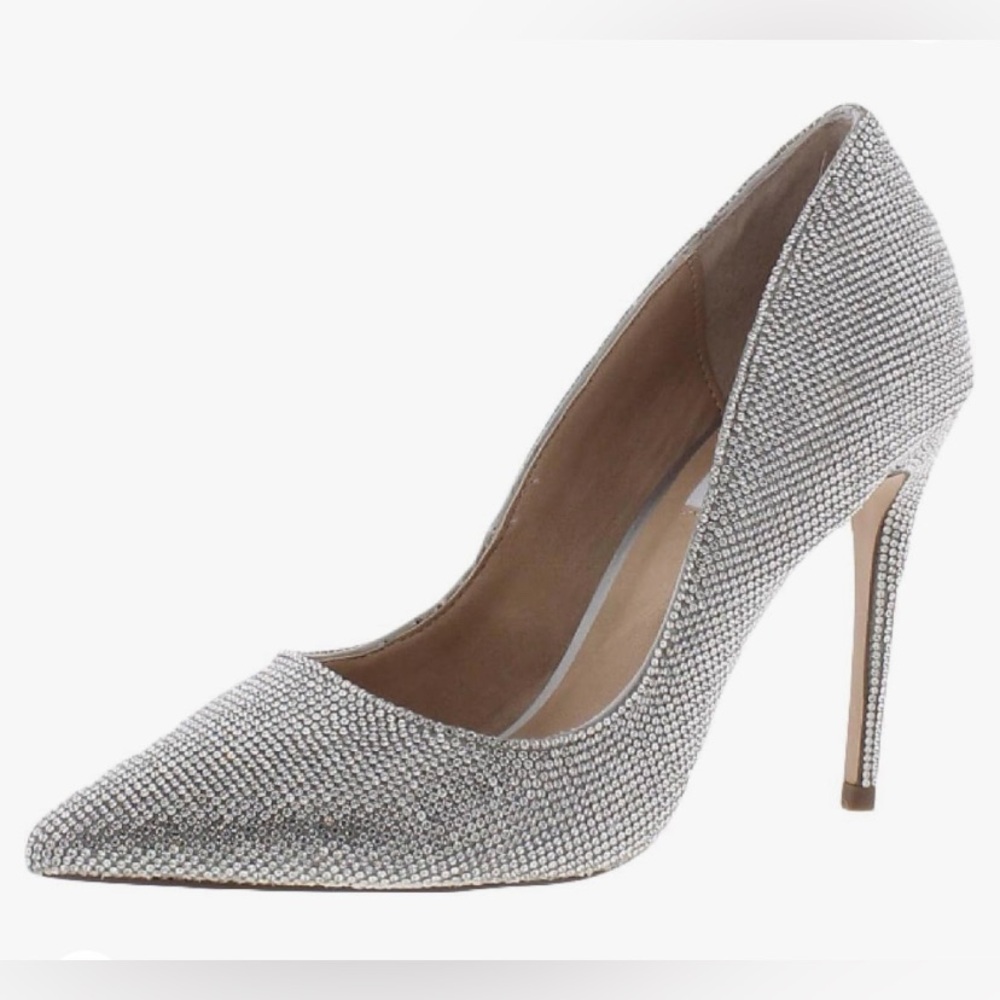 Steve Madden Daisie Crystal Silver Heels size 6.5